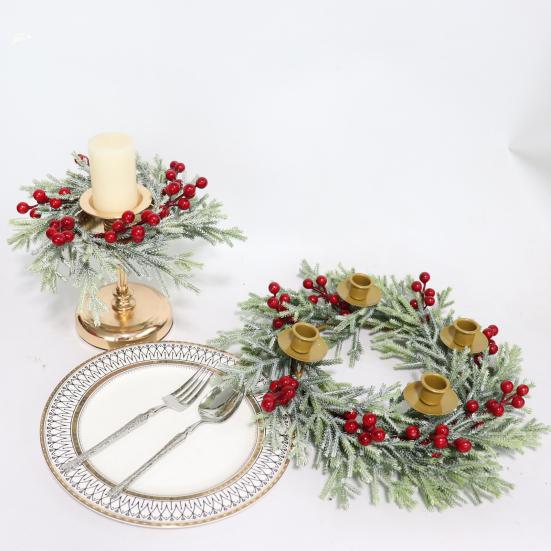 Mini Christmas Cabinet Wreath for Kitchen Red Berry Door Wreath with Bow for Farmhouse Holiday Xmas Party Decoration