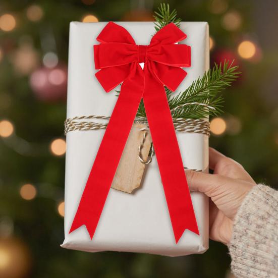 5 шт. рождественские бархатные банты, праздничные украшения для елки, венок из бархатной ленты, бант для упаковки подарочной коробки, сделай сам