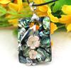 30X40mm Square Flower Leaf Mirage Natural Abalone Sea Pearl Shells Pendants Necklace Alloy Black Rope Chain Women Girls Jewelry