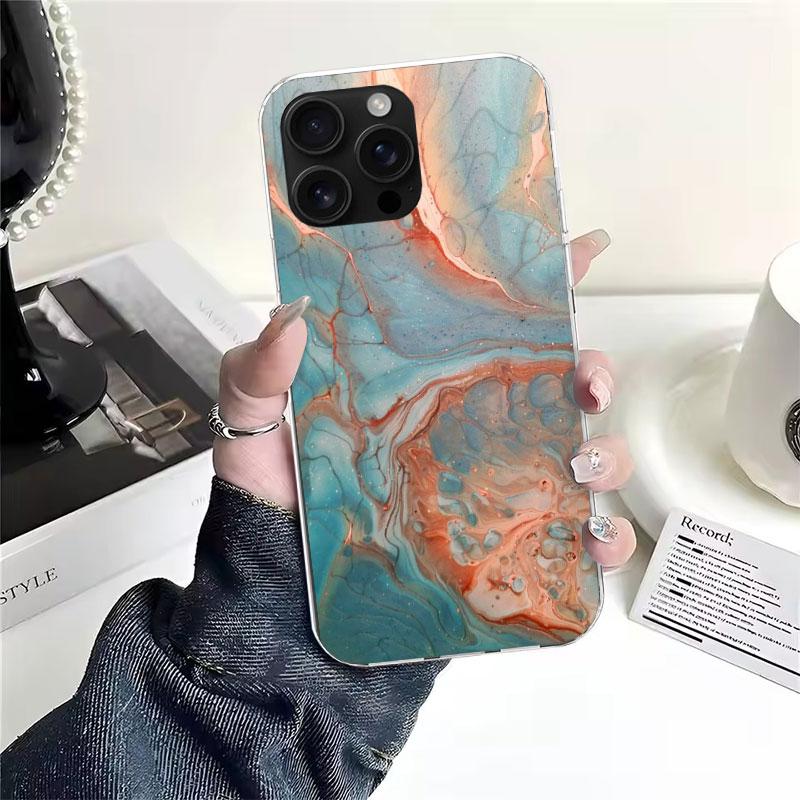 Fashion Geometric Marble Soft Phone Case For IPhone 11 17 Air 16E 16 Pro Max 15 + 14 Plus 13 Mini 12 Apple 7 SE 8 Fundas Coque 1