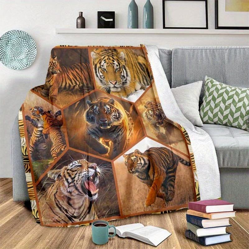 Tiger Blanket Soft Warm Throw Blanket Nap Blanket For Couch Sofa Office Bed Camping Travel Multipurpose Gift Blanket For All Season