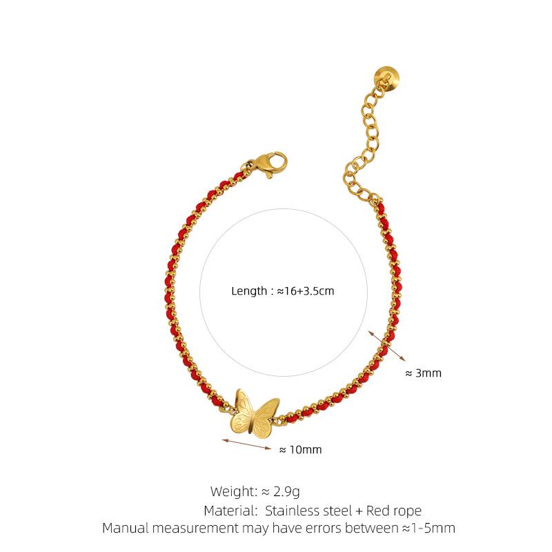 Новогодний красный браслет ручной работы для женщин с золотыми бусинами - подарок от Tai Sui.