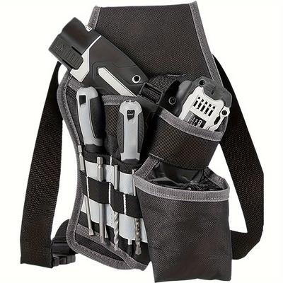 Односторонний поясной чехол для инструментов для электриков, плотников и строителей, прочная брезентовая конструкция, черный