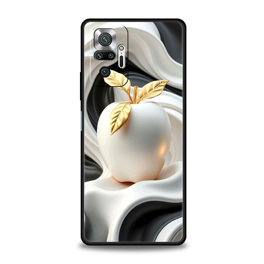 Happy Black Apple Phone Case Cover for Redmi 14C 10C Note 15 14 13 12 10 11 K40 Pro Plus 5G Shockproof Soft TPU Shell Funda Bag