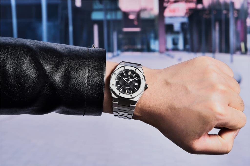 Автоматические механические часы Pagani Design Royal Oak с Seiko NH35, водонепроницаемые, из нержавеющей стали, с резиновым ремешком и сапфировым стеклом, идеально подходящие для и PAGANI DESIGN Мужские