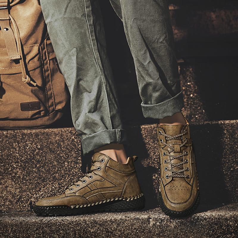 Men Leather Fashion Low Top Hiking Shoes 2024 Male Lace-Up Comfortable Sale Winter Boots Classic Luxury Brand Outdoor Ankle Boot