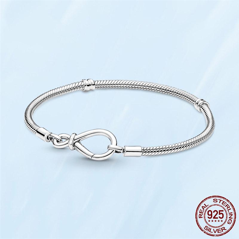 Fashion Bracelet 925 Sterling Silver Moments Infinity Knot Snake Chain Bracelet Fit Original Charms Jewelry Gift