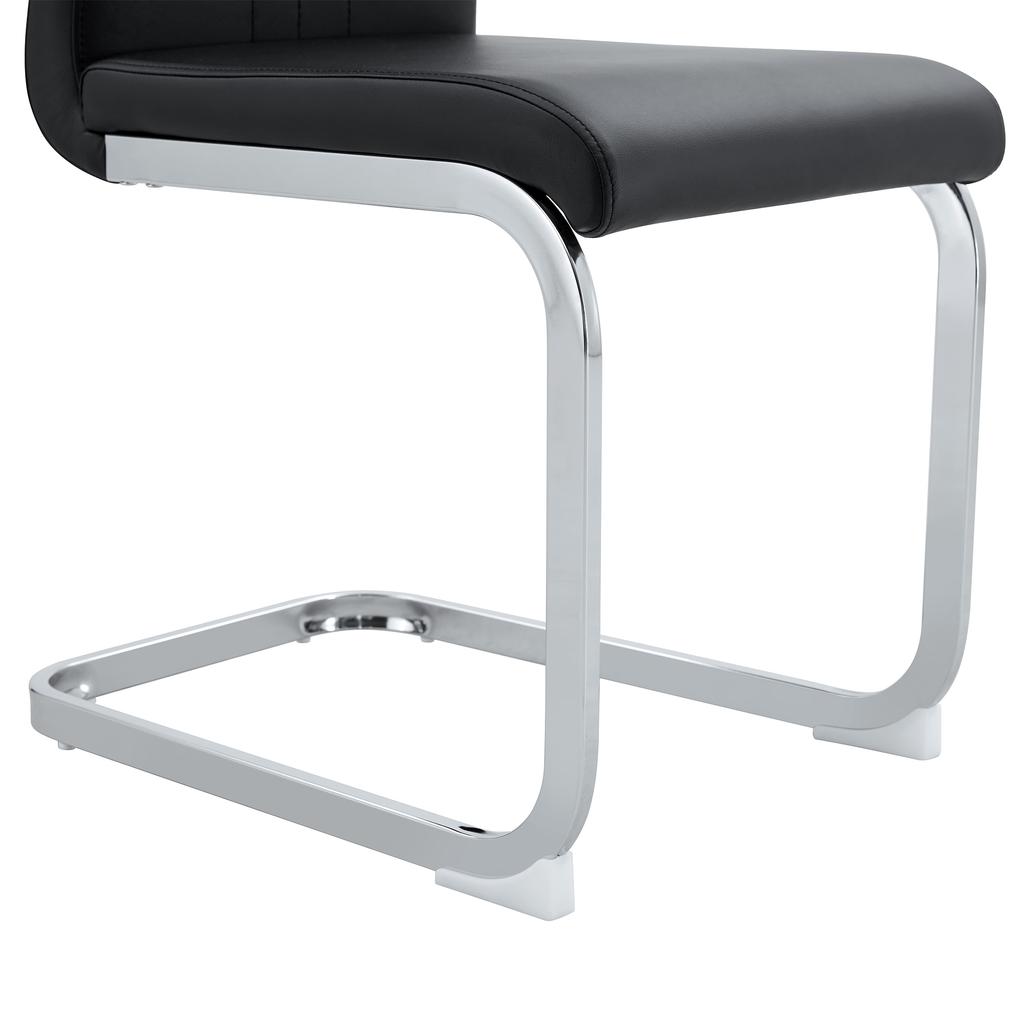 Set of 4 black PU material arc-shaped chairs - perfectly integrated into industrial and modern home design