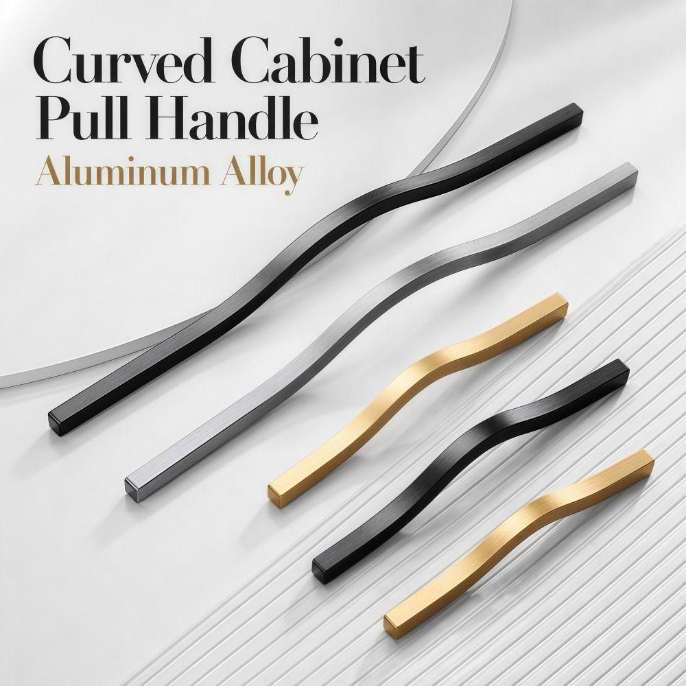 Brushed Cabinet Pull Handle Aluminum Alloy Curved Furniture Handle Wardrobe,Cupboard