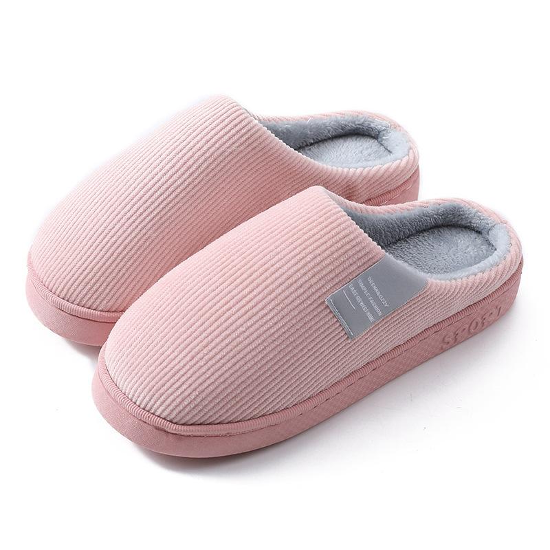 Double Embroidered Cotton Slippers Autumn and Winter Warm and Comfortable Lightweight Soft Cotton Slippers Corduroy Cotton Shoes