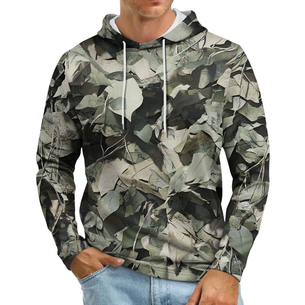 Мужская толстовка с капюшоном свободного кроя в стиле кэжуал с камуфляжным принтом