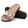 Evshine Women's Cork Footbed Slippers With Arch Support Summer New Leather Beach Flip Flops with Adjustable Buckle Clogs Sandals