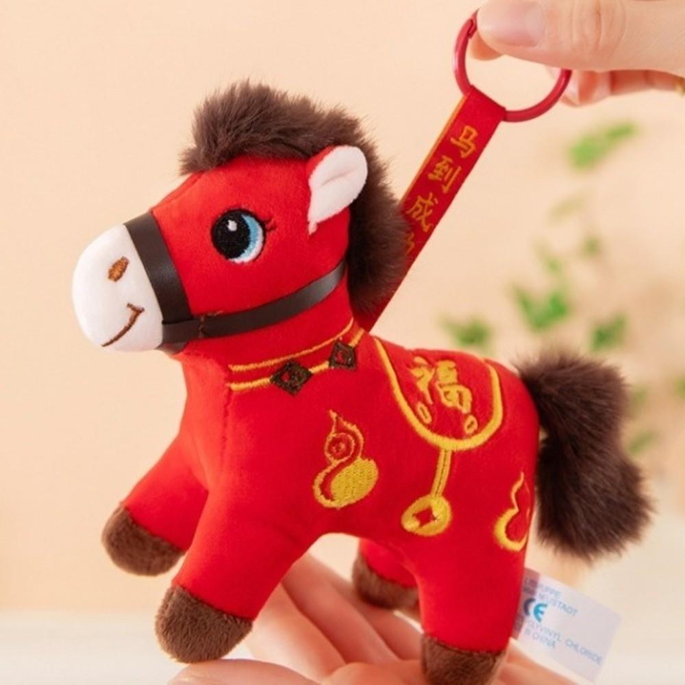 Red Color Plush Horse Keychain Plush Materia Zodiac Pony Figurine Horse Doll Pendant Bag Pendant
