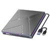 External Disc Drive with Color Lighting USB3.0 Type C Port 24X Burning Fast Speed Data Transfer for PC Laptop