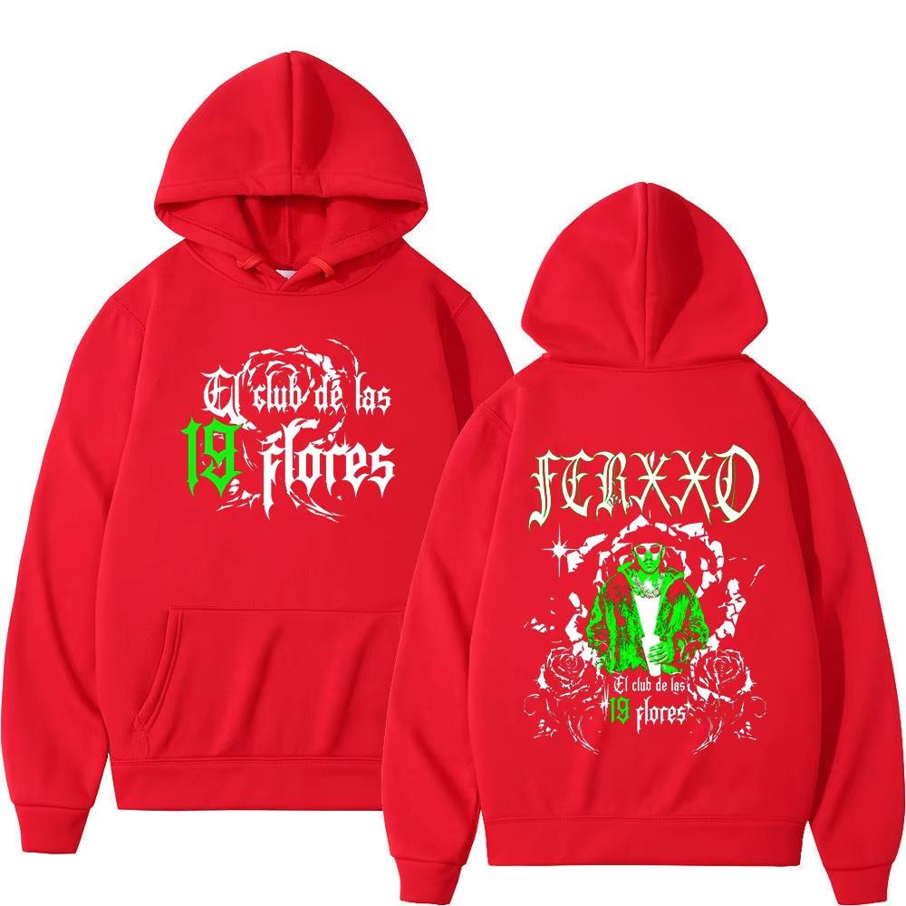 Singer Feid Ferxxo El Club De Las 19 Flores Hoodie Men's Fashion Hip Hop Pullover Oversized Long Sleeve Sweatshirt Women And Men Hoodies