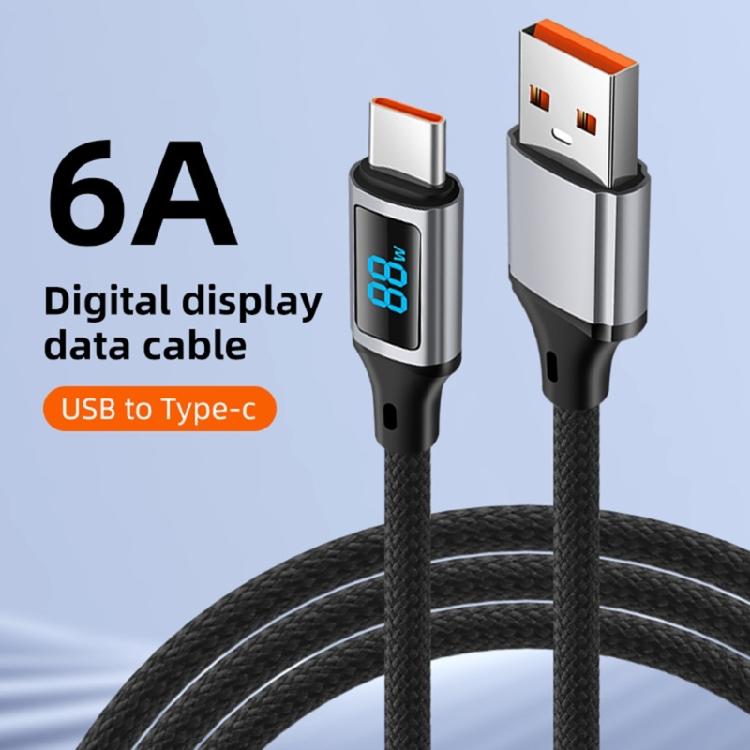 60W USB To Type C Charging Cable Data Transfer 480Mbps Power Delivery Builting In LED Screen for Phone Tablet Laptop