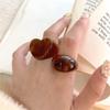 Vintage Brown Color Resin Wide Rings For Women Korean Geometric Heart Rectangle Chunky Finger Rings Party Jewelry Accessories