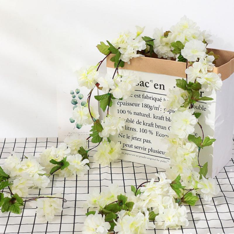 230 см розовая вишня искусственный цветок шелковая гирлянда виноградная лоза искусственный цветок для дома вечеринка сад арка свадьба фон украшения