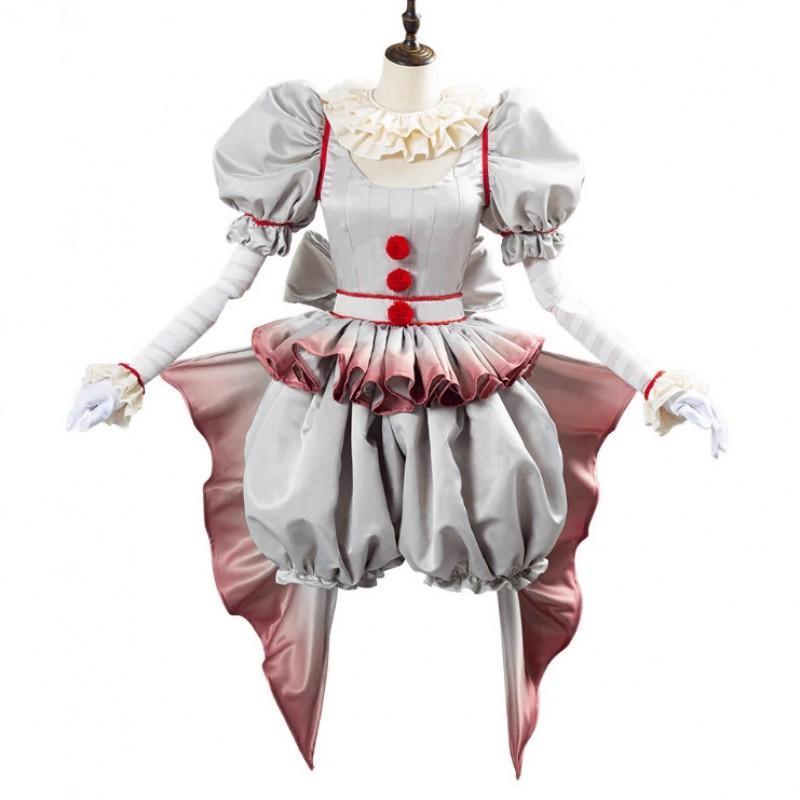 Halloween Clown Cosplay Costume Scary Movie Character Roleplay Outfit Festive Parties