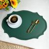 Western Placemat Tableware Pad Oil Water Resistant Heat Insulation PU Leather Non-Slip Tablemat Coaster Retro Bowl Cup Placemat