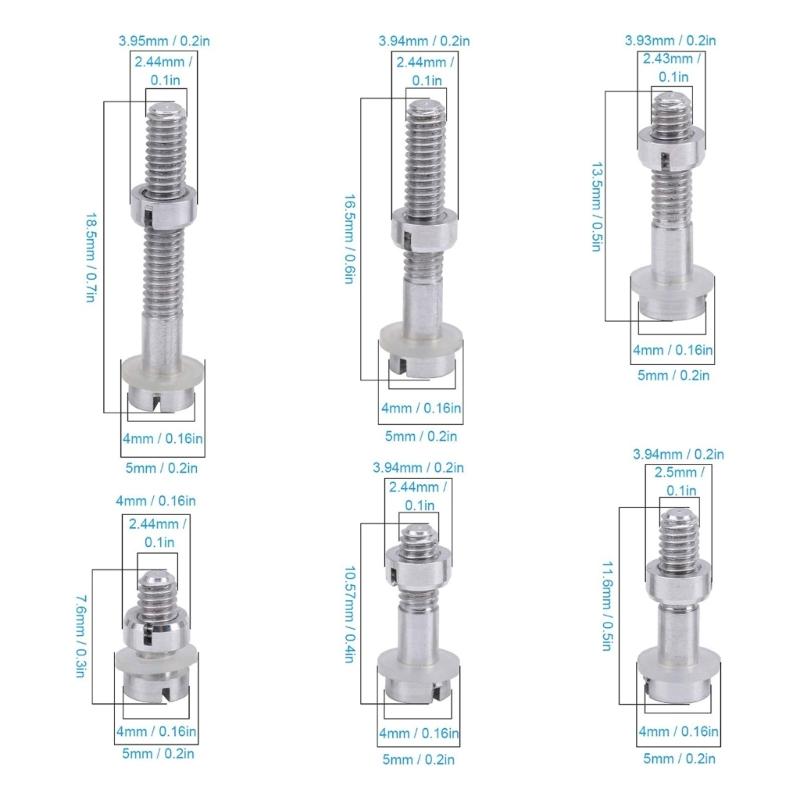 Набор из 6 головок звукоснимателя для проигрывателя, монтажные винты и фурнитура, детали для сборки проигрывателя, металлические гайки и шайбы