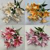 9 Flowers Artificial Stems Pu Material 3d Simulation Lilies Wedding Home Decor
