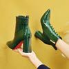 Sexy Ladies Pumps Winter Shoes Red Green Blue Classic Womens Ankle Boots Block High Heels Pointed Toe  Boots 2024