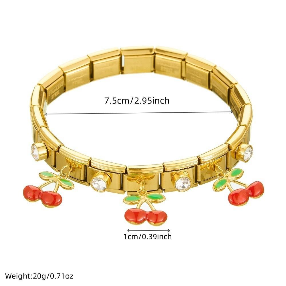 Red Oil Drop Pendant Bangle Stainless Steel Wrist Jewelry New Square Round Bangle