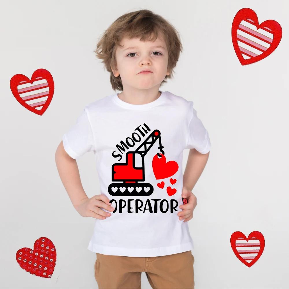 Smooth Operator Tractor Baby Valentines Day Shirts Construction Valentines Boy Short Sleeve Shirt Toddler Valentine Cute TShirt