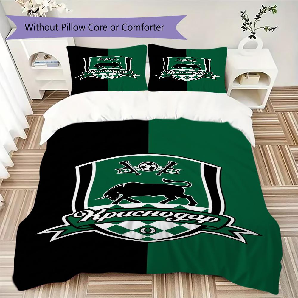 Fc Krasnodar Pattern Bedding uilt Set uilt Cover Pillowcase Home Decoration Birthday Gift (1*duvet cover + 2*pillowcase without core)