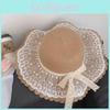 Соломенная плетеная летняя шляпа с широкими полями и кружевным бантом для повседневной носки