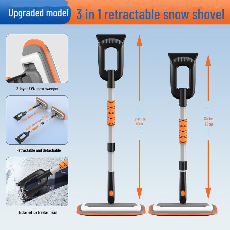 Телескопическая лопата для снега из алюминиевого сплава - многофункциональное 5-в-1 портативное съемное устройство для удаления льда и уборки снега
