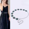 European and American National Style Fashionable Waist Chain Women's Decorative Thin Belt with Dress Silver Hollow Embossed Chain