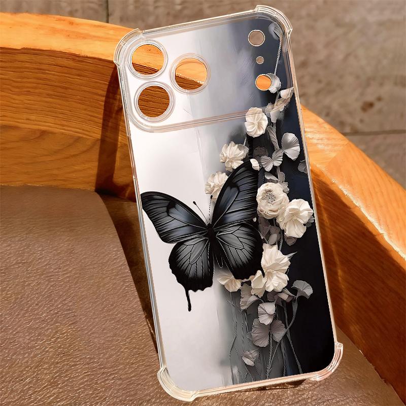 Креативный чехол для телефона с принтом бабочек для iPhone 17e 17 16 15 14 Pro Max 14 13 Pro 16 Прозрачный противоударный мягкий чехол-карман с слотом для карт