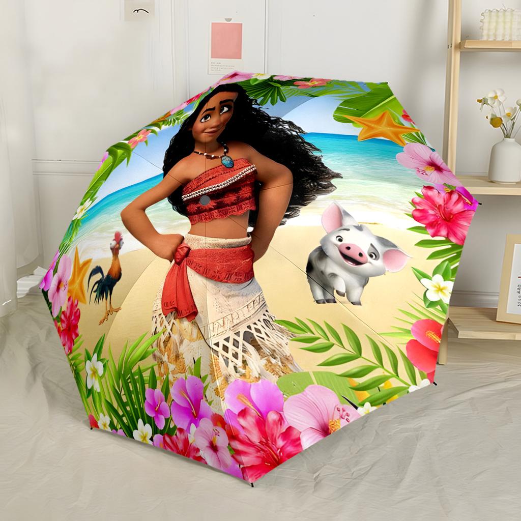 Moana And Maui's Adventure Compact Travel Automatic Umbrella Compact & Durable 8-Rib Design Durable Plastic & Iron Perfect for Outdoor Adventures