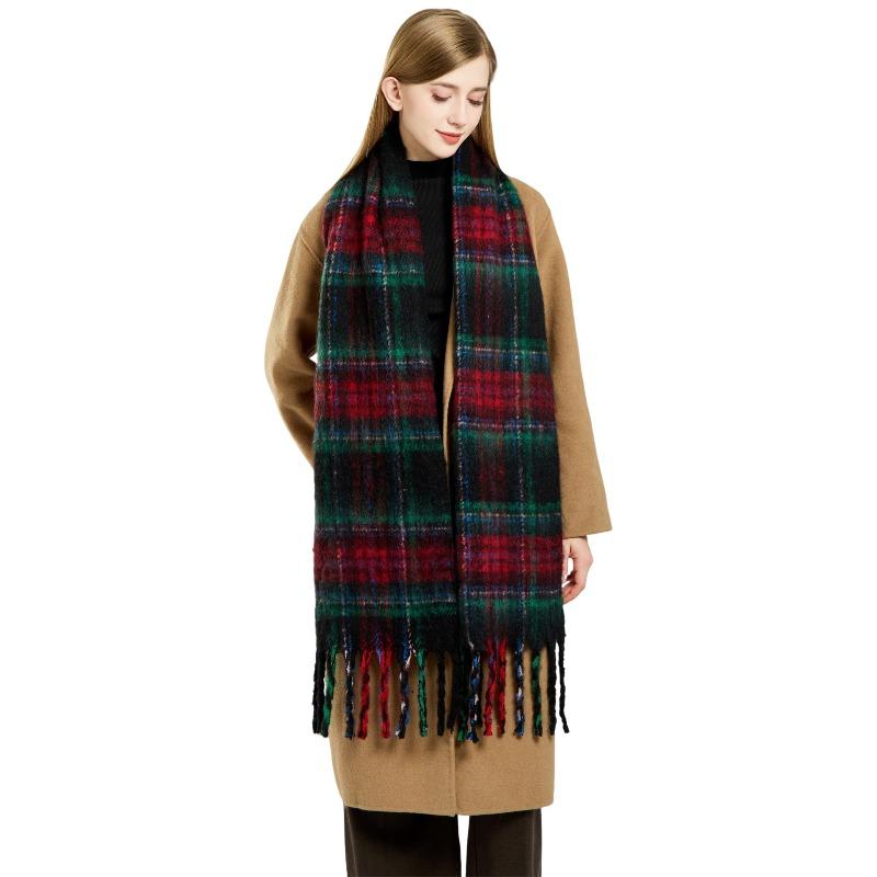 Commuter Scarf Atmosphere Retro Plaid Clip Pattern Scarf Warm and Cold and Windproof Scarf Long Scarf