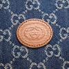 Gucci Double G Series Logo Interlocking Double G Emblem Denim And Leather Clutch Men clutch Blue Brown 672953-2KQGT-8375