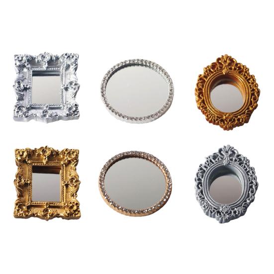 Новинка Кукольный домик Зеркало Мебель Классика Реалистичный Креативный Овальный Миниатюрный Резной