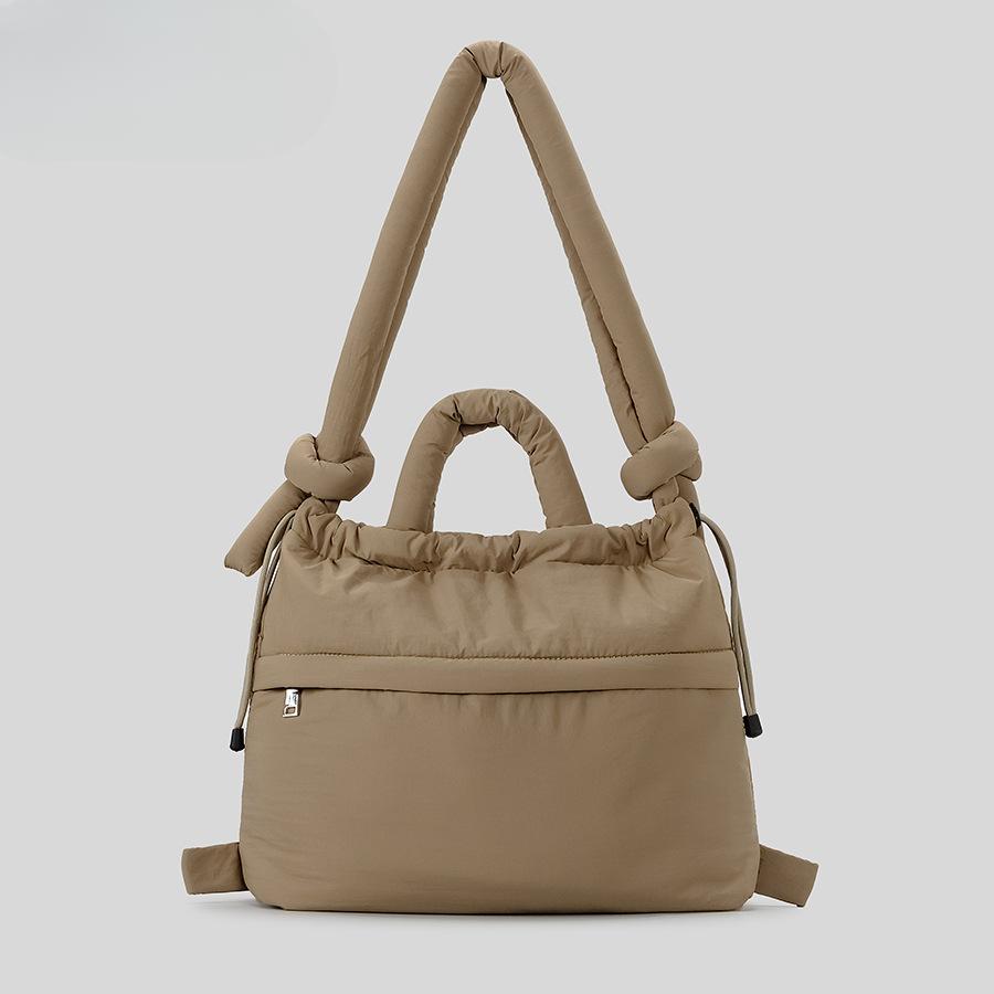 Сумка через плечо с завязками, женский рюкзак, большая вместимость, легкая, двойного назначения, сумка на одно плечо, мягкая хлопковая сумка с зажимом