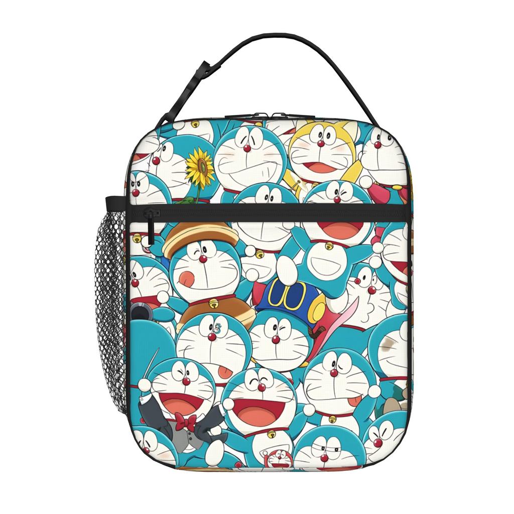 1 Piece Zipper Closure Face Storage Bag Pocket Doraemon School Lunch Food Box Reusable For Lunch Food Bag