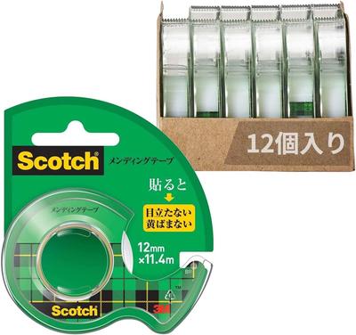3M Scotch Tape Лента для ремонта с диспенсером 12 мм x 12, 11,4 м, рулоны, CM-12