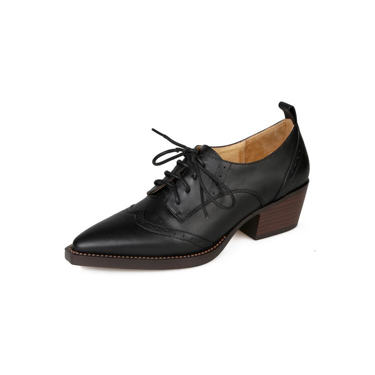 Модные новые весенне-осенние женские туфли-лодочки из натуральной кожи, женская обувь с острым носком, броги, лоферы, высокий каблук, лаконичная женская обувь