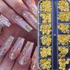 12-Grid Box of 3D Golden Nail Art Decorations - Metallic Star, Moon, Heart, Triangle, Square Nail Studs, Rivets & Sequins for DIY Manicure & Pedicure