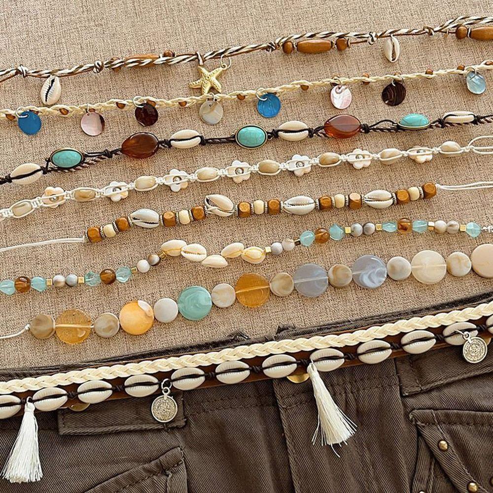 Shell Beads Headband Bohemian Waist Chain Fashion Braided Belts Headband Accessories
