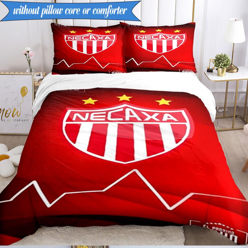 3PCS Football Crest Heartbeat Printed Soft Bedding Set,Including 1pc Duvet Cover And 2pcs Pillowcases Perfect for Bedroom, Dormitory, Fan gift