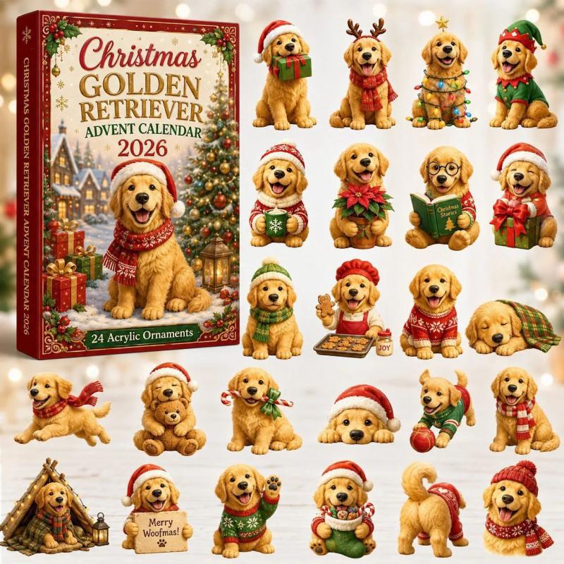 2026 Dog-Themed Christmas Advent Calendar Acrylic Blind Box Gift Kids Adults Decorative Hanging Ornament