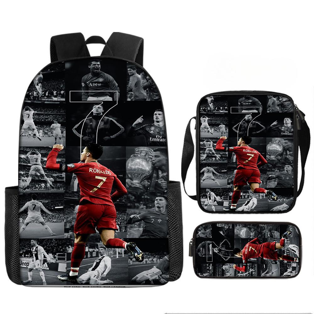 Мультяшный Месси Футбольная Печать Детский Рюкзак на Двойных Плечевых Лямках Для Использования в Школе