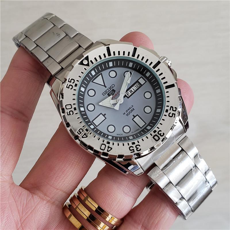 SEIKO Мужские Автоматические Механические Дайверские Часы Браслет из Нержавеющей Стали Вращающийся Безель Люминесцентные Стрелки Водонепроницаемость 50М Спортивные Мужские Наручные Часы