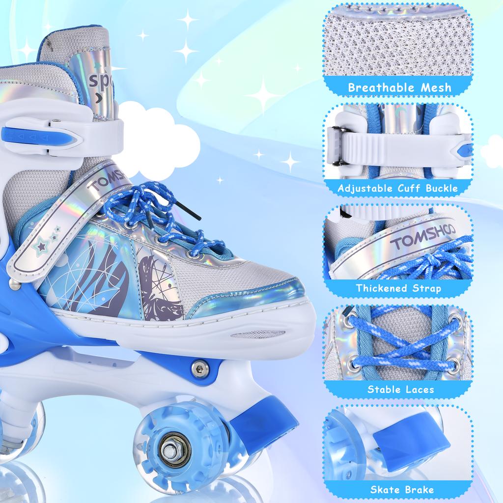 Roller Skates for Kids 4 Size for Children of Different Ages Adjustable Light Up LED Luminous Wheels