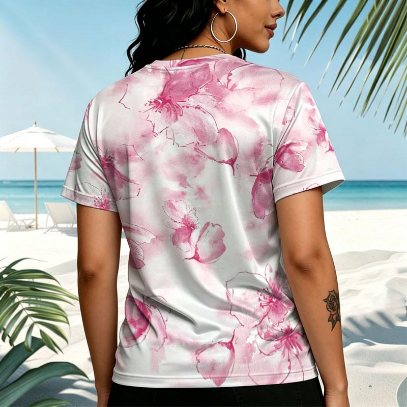 Women's Floral Short Sleeve Top Soft, Breathable, Versatile for Daily Wear & Weekend Getaways